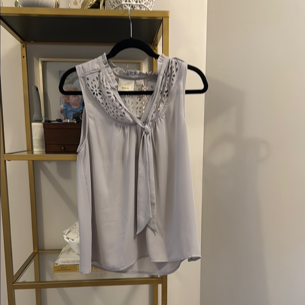 Maeve Light Gray Blouse with Cutout Design